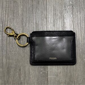 Fossil Black Leather ID and Cardholder with Gold Keyring